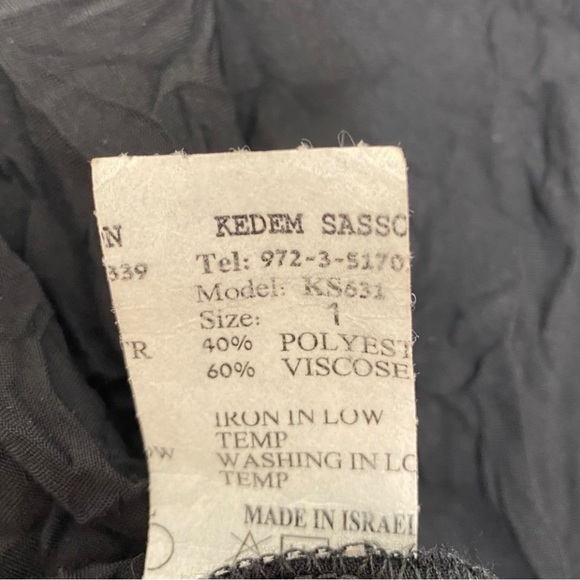 Kedem Sasson Black Crinkled Open Front Lightweight Jacket Size 12-14 - Picture 6 of 8